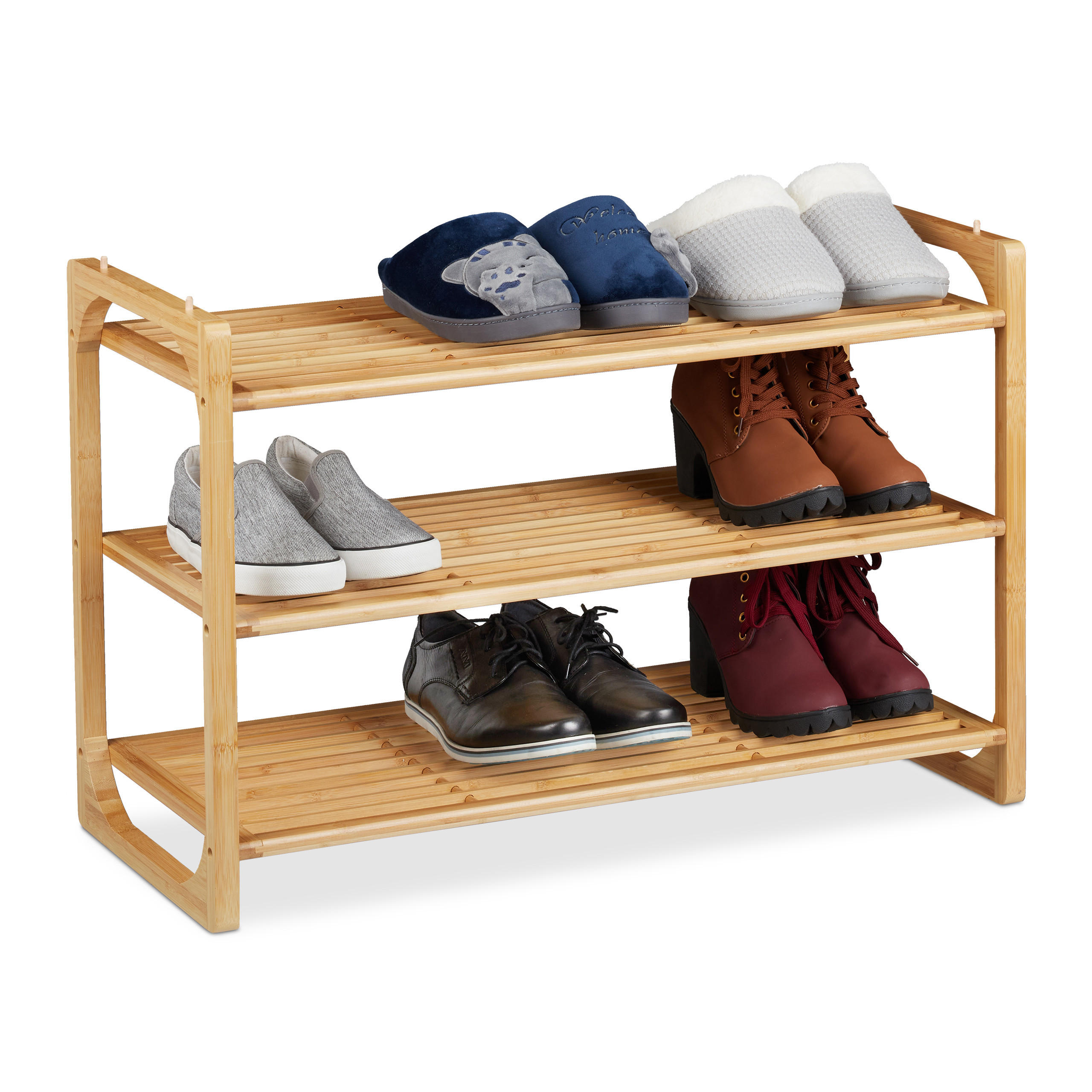 SCHUHREGAL stapelbar - Hellbraun, Holz (75.5/50/33cm) - Relaxdays