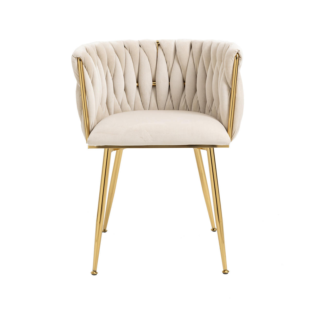 STUHL-SET 2 Stück Samt mit Goldbeinen, DE-42222, Elfenbein - Creme, Metall (41/74/55.5cm) - ComfortXL