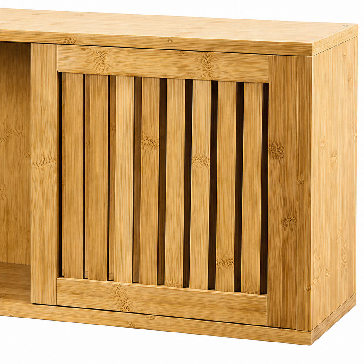 WANDREGAL Natur Bambus 2-Schiebetüren 92,5 cm - Hellbraun, Holz (92.5/33/20cm) - Relaxdays