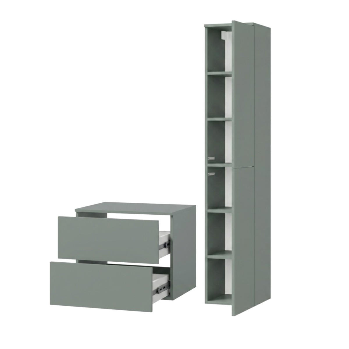 BADMÖBEL-SET Color Aloe 2-Teilig (2S 60 + 2D 160) - Dunkelgrün, Holzwerkstoff (90/160/45cm) - mzm24