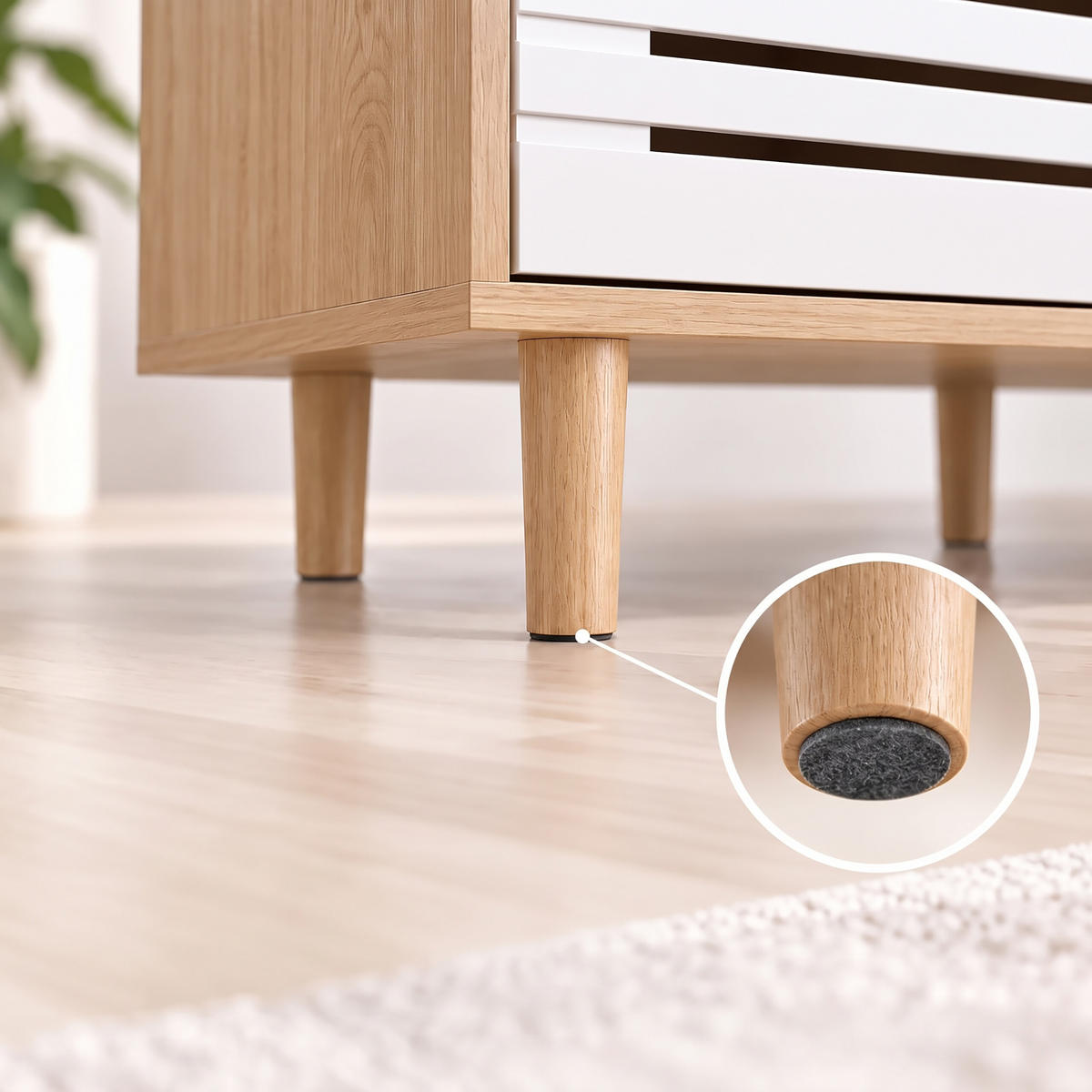 TV-SKŘÍŇKA bílá dřevodekor 2 posuvné dveře 140 cm - světle hnědá, dřevo/kompozitní dřevo (140/49/40cm) - Relaxdays