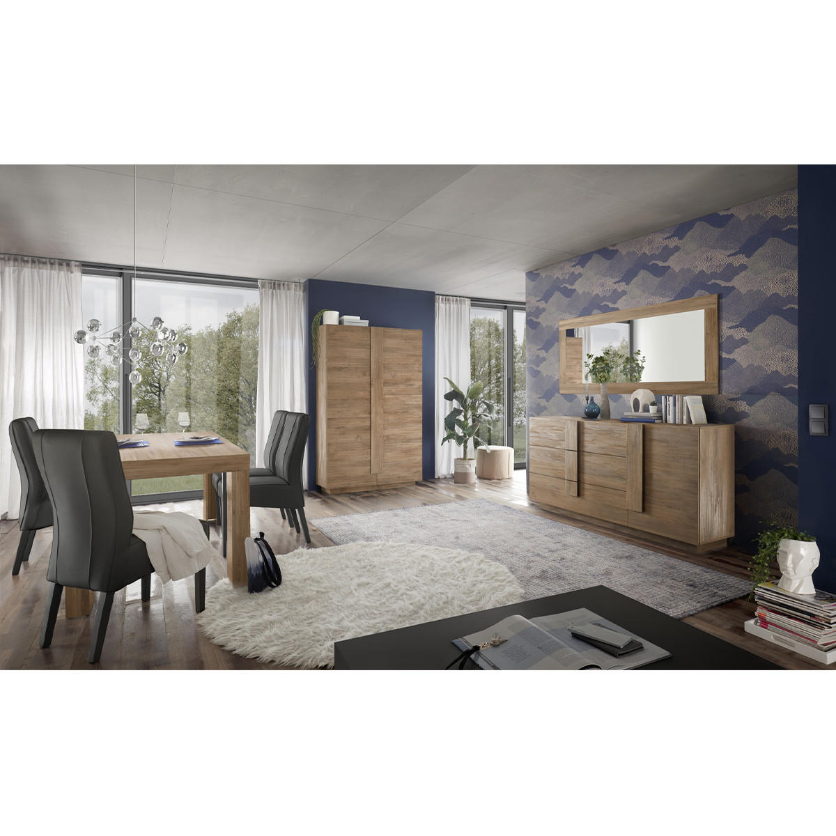 SIDEBOARD mit 3 Schubladen und 1 Tür L182 cm - Jupiter - Eiche Artisan, Holzwerkstoff (44/90/182cm) - Calicosy