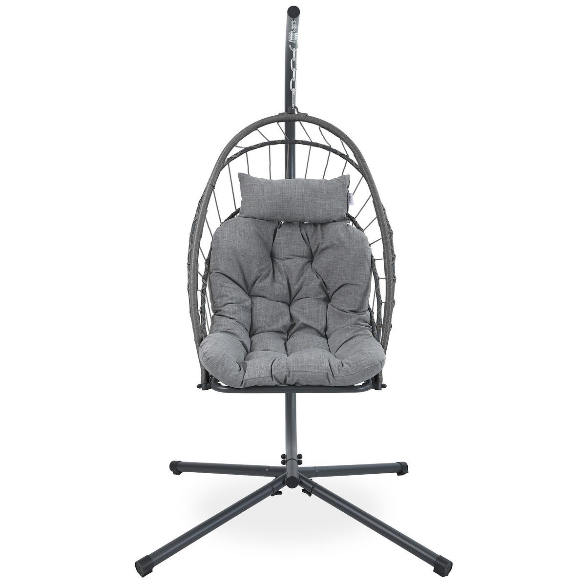 HÄNGESESSEL Mykonos mit stabiler Stahlrahmen, 109 cm, Grau - Grau, Metall (109/192/124cm) - Beautysofa