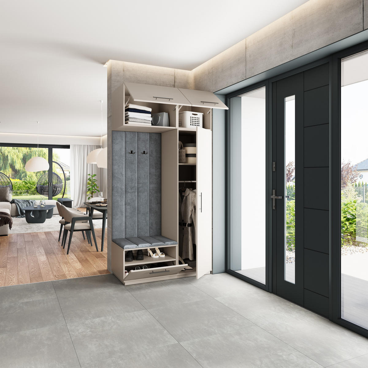 GARDEROBENSCHRANK REMA 120/240/60 cm Modern Garderobe-Set Kaschmir - Kaschmir/Grau, Holzwerkstoff (120/240/60cm) - MASSENO