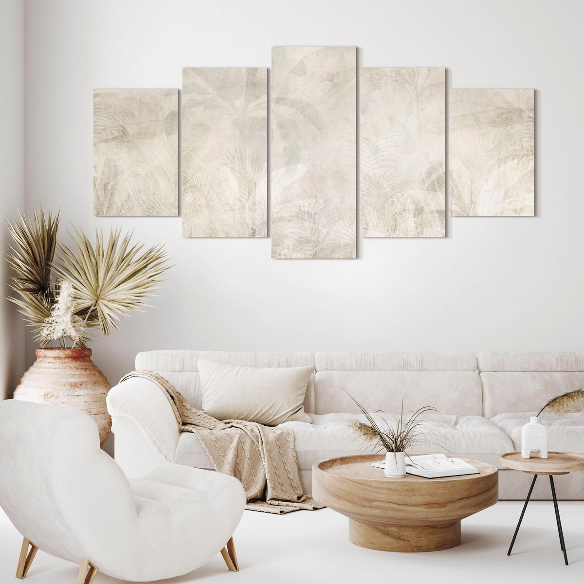 LEINWANDBILD Blätter 5-tlg. 200x100 cm - Multicolor, Holz (200/100cm) - LUMASOUL