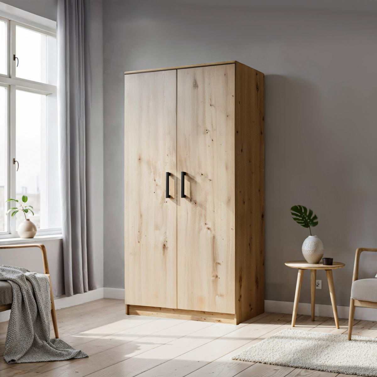 ŠATNÍ SKŘÍŇ S OTOČNÝMI DVEŘMI SILO, 90/180/50 cm 2dveřová, dub Artisan - dub artisan, kompozitní dřevo (90/180/50cm) - MASSENO