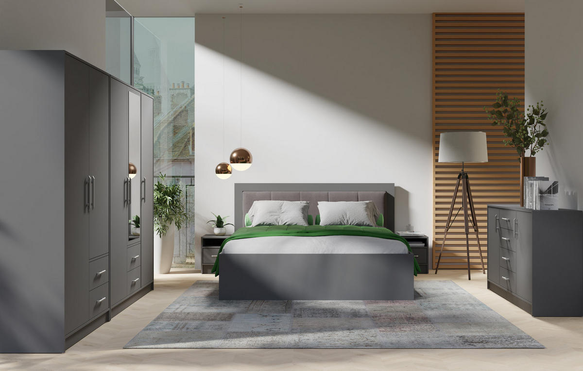 DREHTÜRENSCHRANK VANO 200/190/56cm 4-türig Anthrazit - Anthrazit, Holzwerkstoff (200/190/56cm) - MASSENO