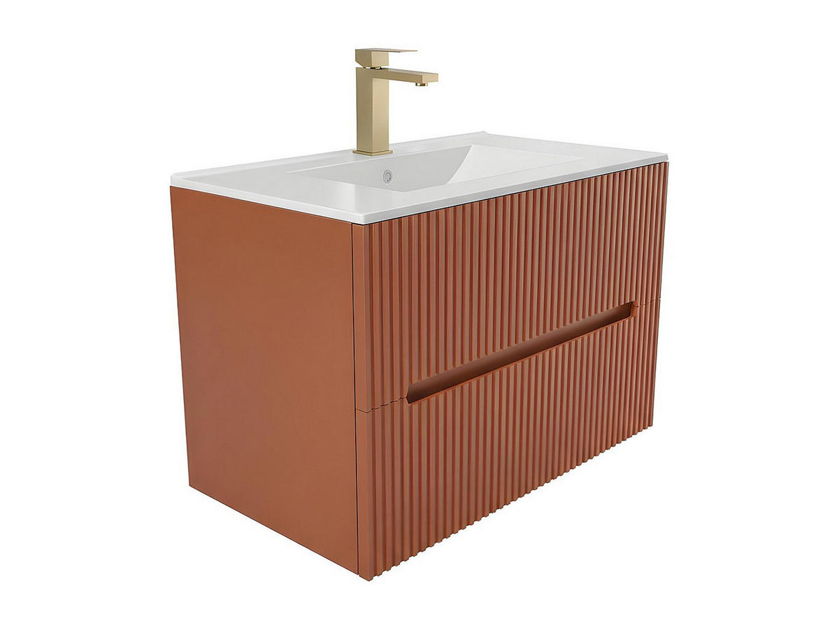 EINZELWASCHTISCH - 80 cmcm x 45.5 cmcm - Holz, Platte - Terracotta - PAVANI - Terracotta, Holz (80/55/45.5cm) - Vente-Unique