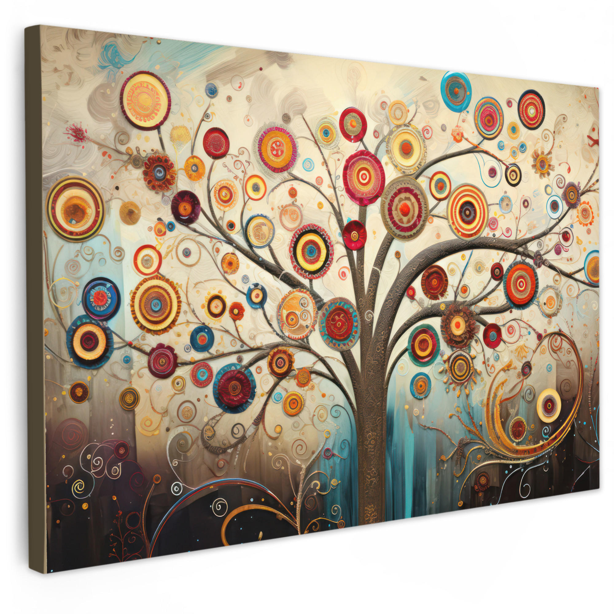 LEINWANDBILD Baum - Baum des Lebens - Farbe Wanddeko 90x60 cm - Braun, Textil (90/60cm) - MuchoWow