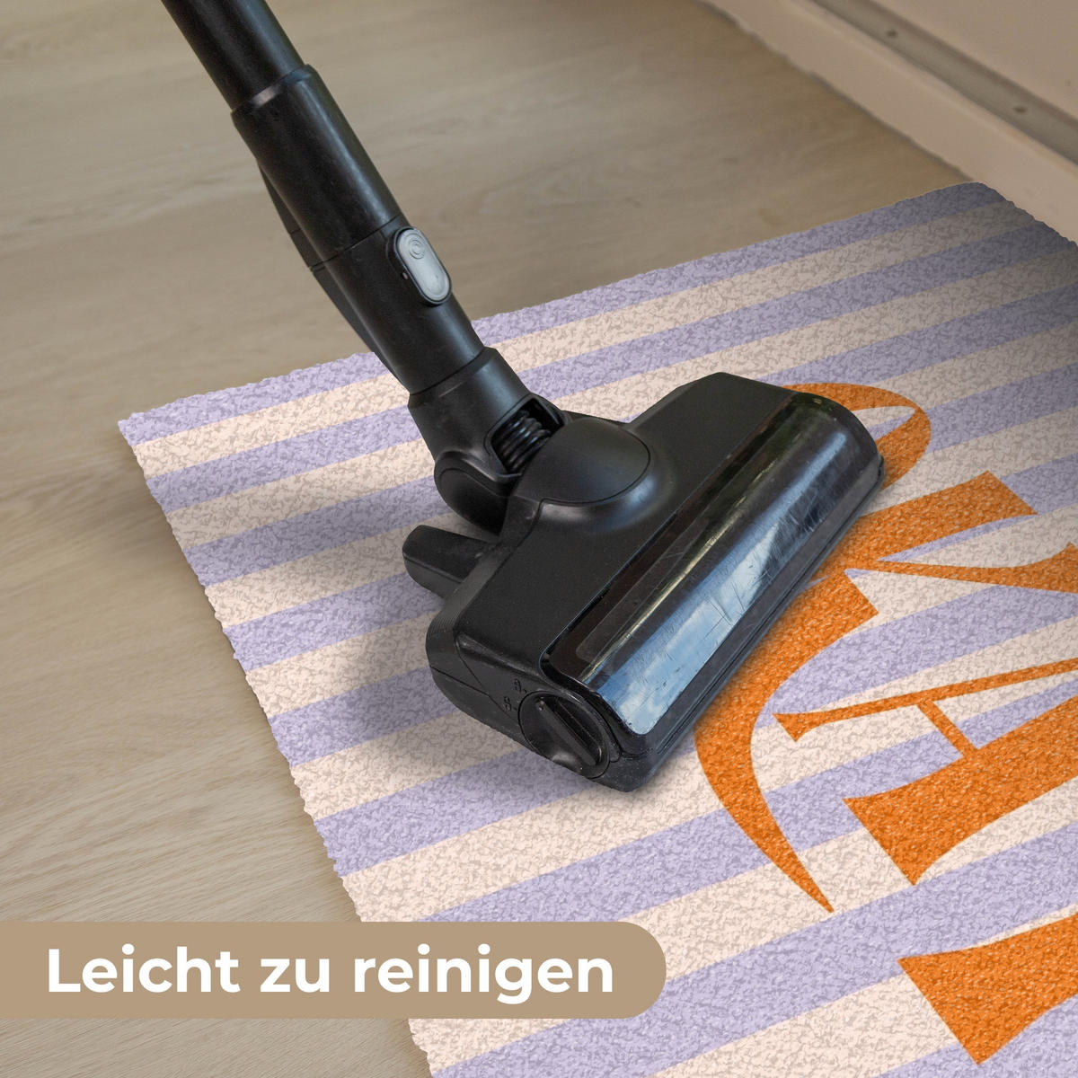 FUSSMATTE Lila – Orange – Streifen – Okay 60x40 cm - Flieder, Kunststoff (60/0.4cm) - MuchoWow