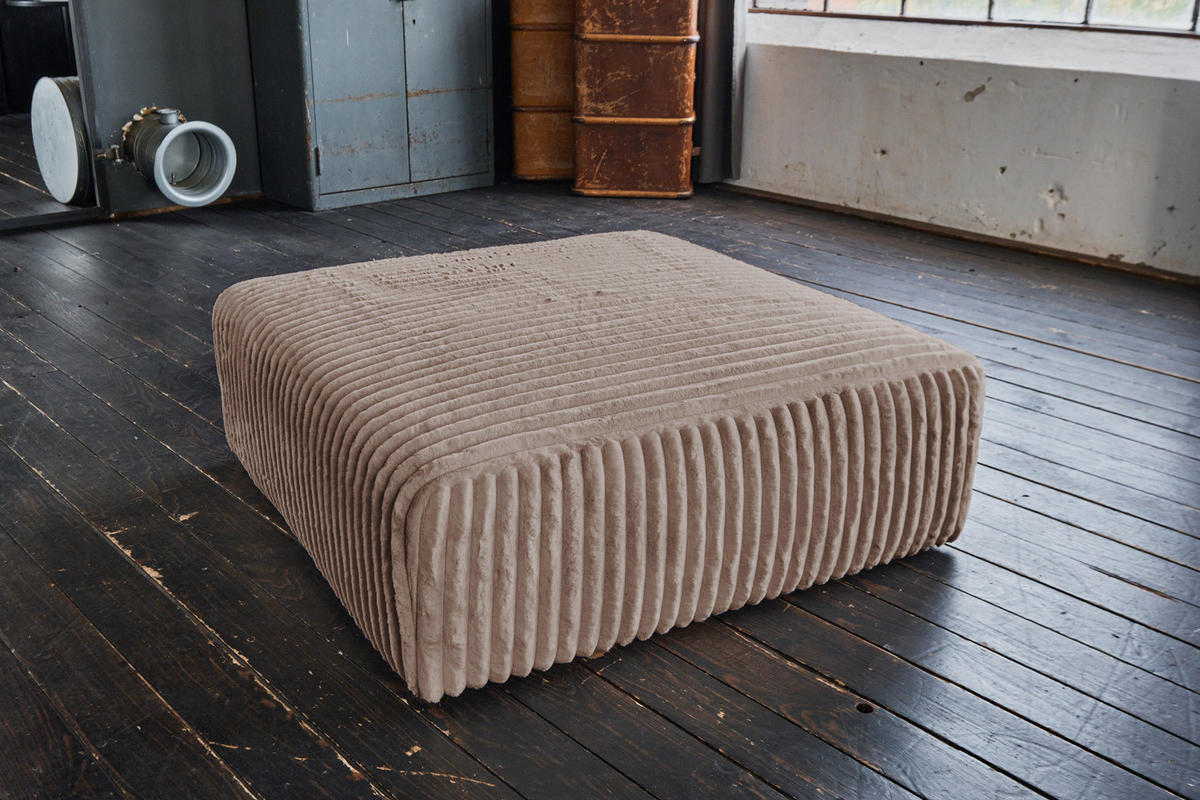 SITZELEMENT MODULSOFA WIOLO SOFT Taupe Cord - Taupe/Schwarz, Kunststoff/Textil (111/43/111cm) - KAWOLA