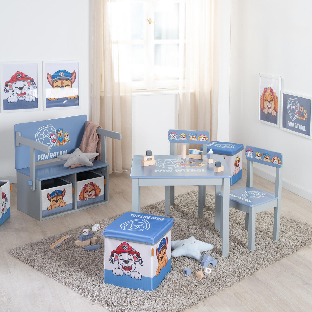 KLAPPBARE SITZBANK Paw Patrol - Multicolor, Holzwerkstoff (60/65.5/35cm) - Roba