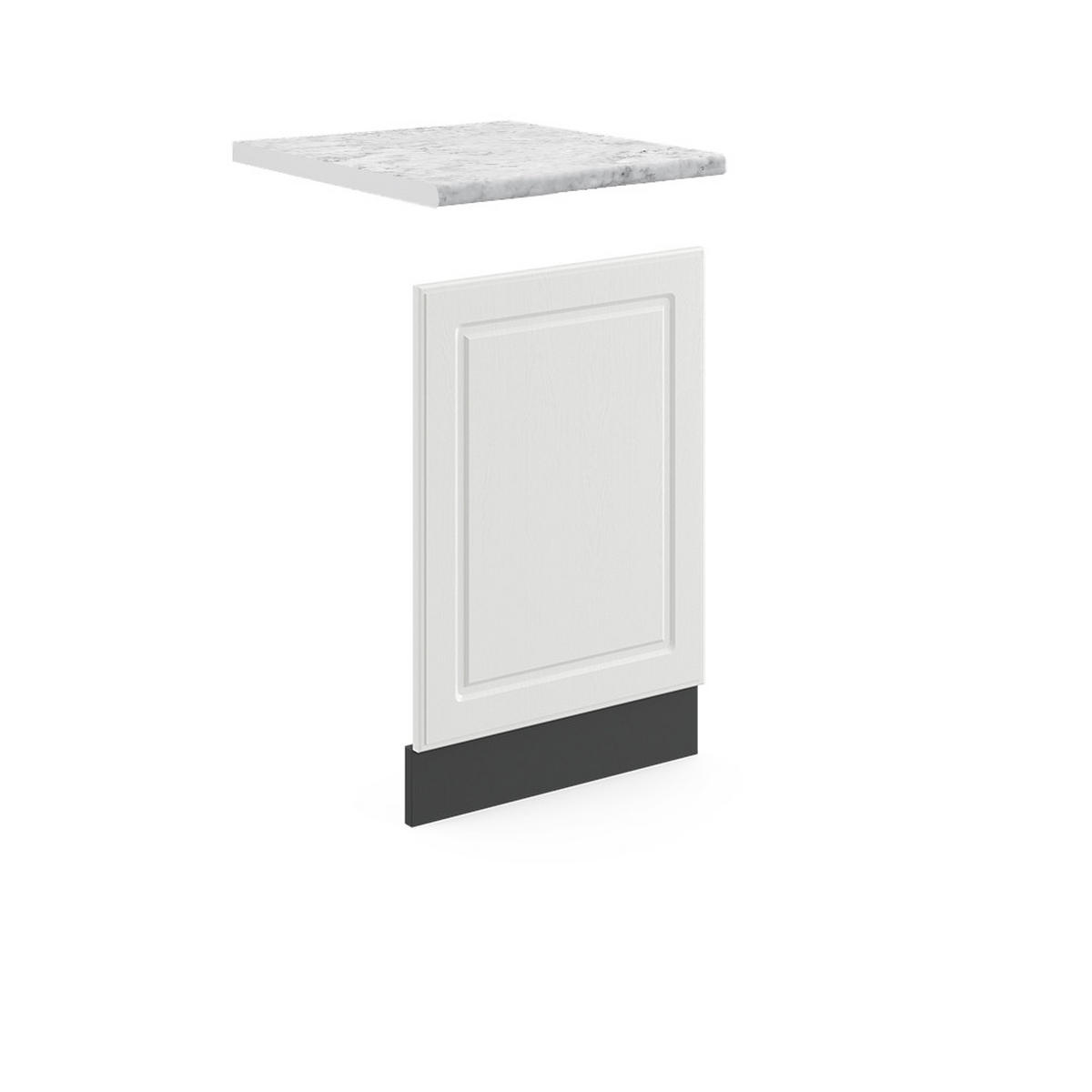 FRONTBLENDE R-Line Weiß Landhaus 45 cm, AP Marmor - Anthrazit/Weiß, Holzwerkstoff (45/57.2/1.6cm) - Vicco
