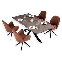 TISCHGRUPPE 200x100 cm schwarz mit 4 Stühle Braun - Braun, Metall (100/90/200cm) - Homestyle4u