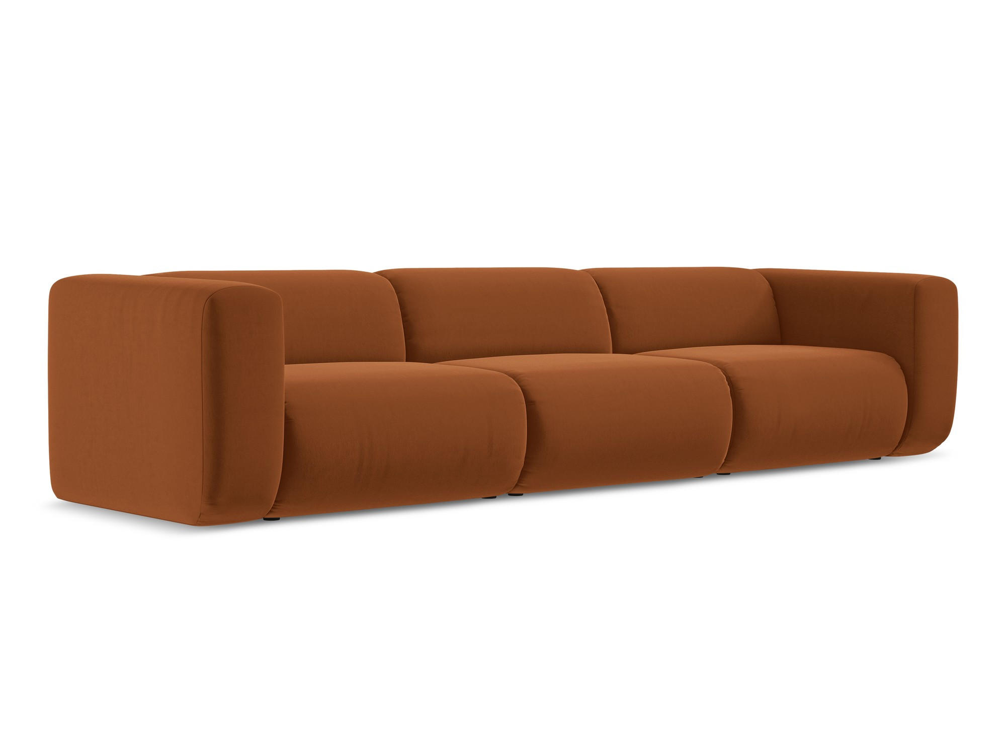 4-SITZER-SOFA Samt Stoff Orange - Terra cotta/Schwarz, Kunststoff/Textil (319/70/89cm) - Makamii