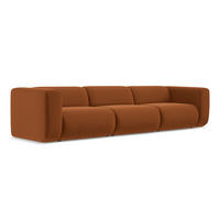 4-SITZER-SOFA Samt Stoff Orange - Terra cotta/Schwarz, Kunststoff/Textil (319/70/89cm) - Makamii