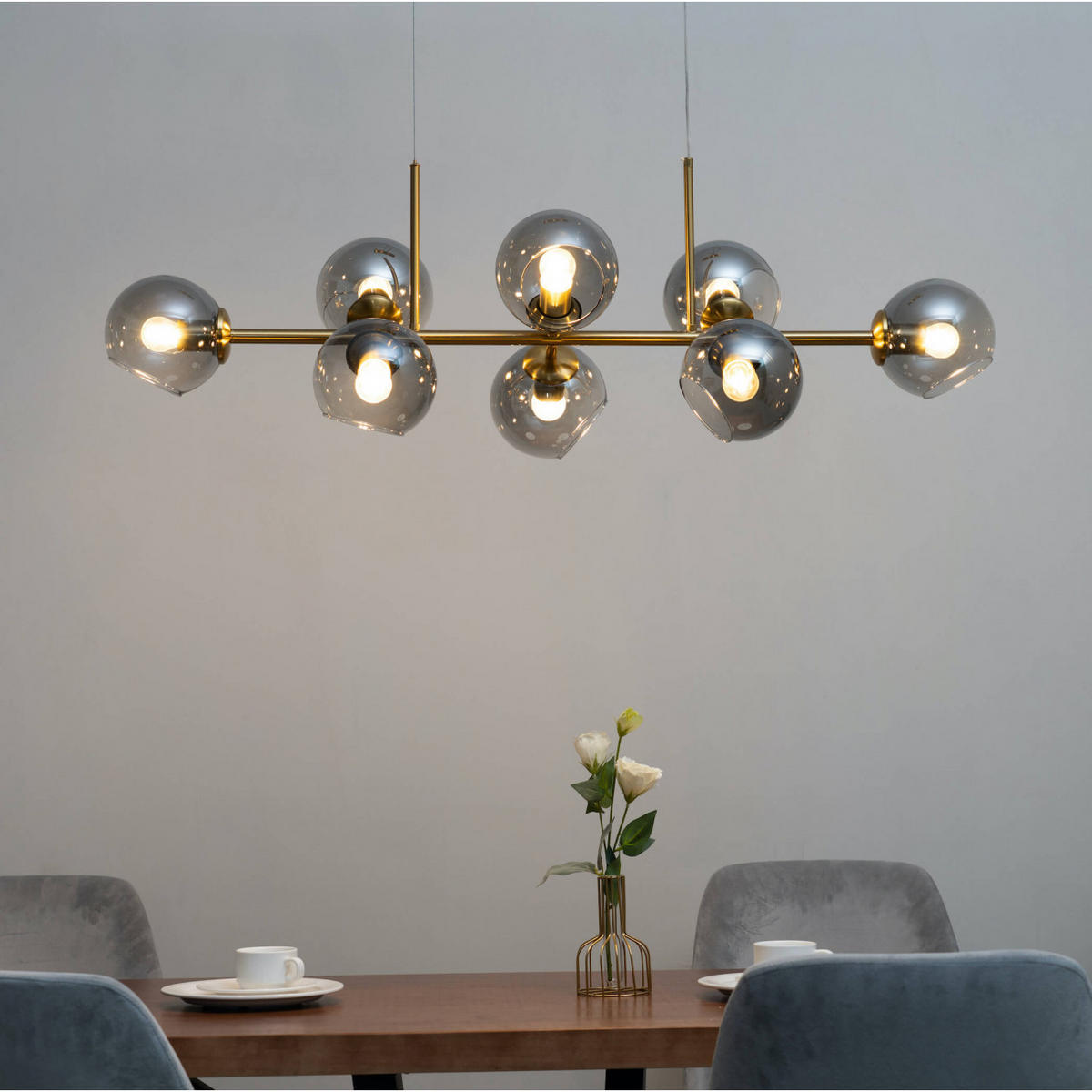 HÄNGELEUCHTE Carlotta, Gold / Messing, 110cm - Goldfarben, Glas (110/35/31cm) - KOSILUM