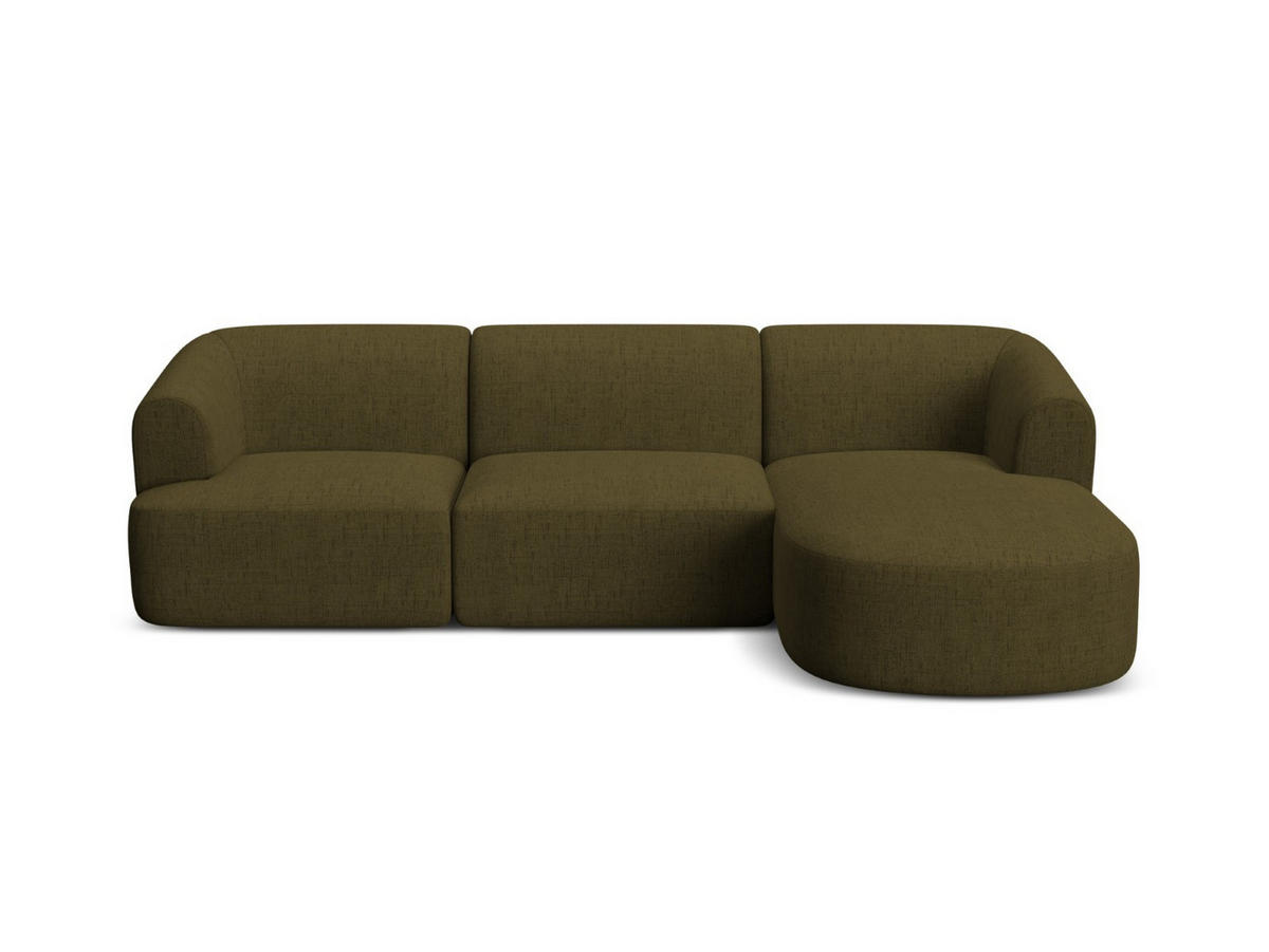 MODULARES-ECKSOFA rechts Campi aus strukturiertem Stoff grün 4 Sitzplätze - Grün, Textil (156/256cm) - Cosmopolitan Design