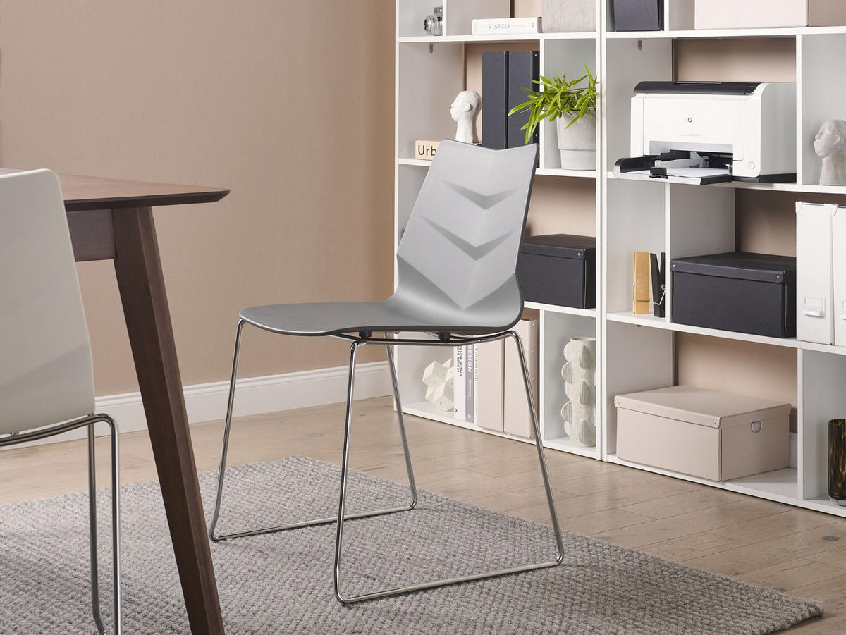 ESSZIMMERSTUHL 4er-Set Kunststoff Grau Hartley - Grau, Kunststoff/Metall (50/82/50cm) - Beliani