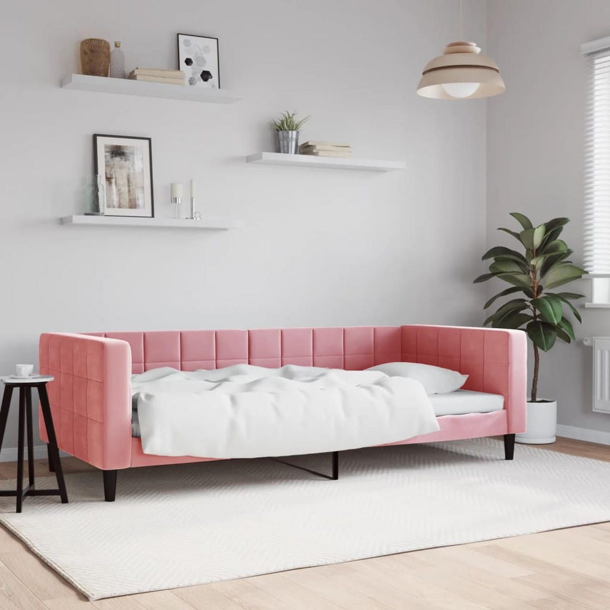 TAGESBETT Rosa 90/200 Cm Samt - Rosa, Textil (90/200cm) - vidaXL