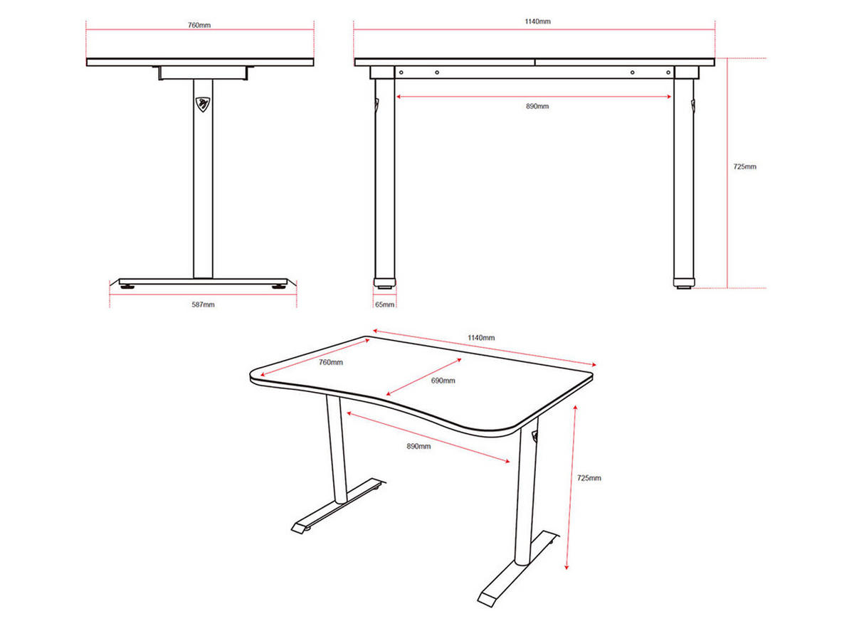 GAMINGTISCH Arena Fratello 114/76/72 cm Schwarz - Schwarz, Metall (76/114/72.5cm) - Arozzi