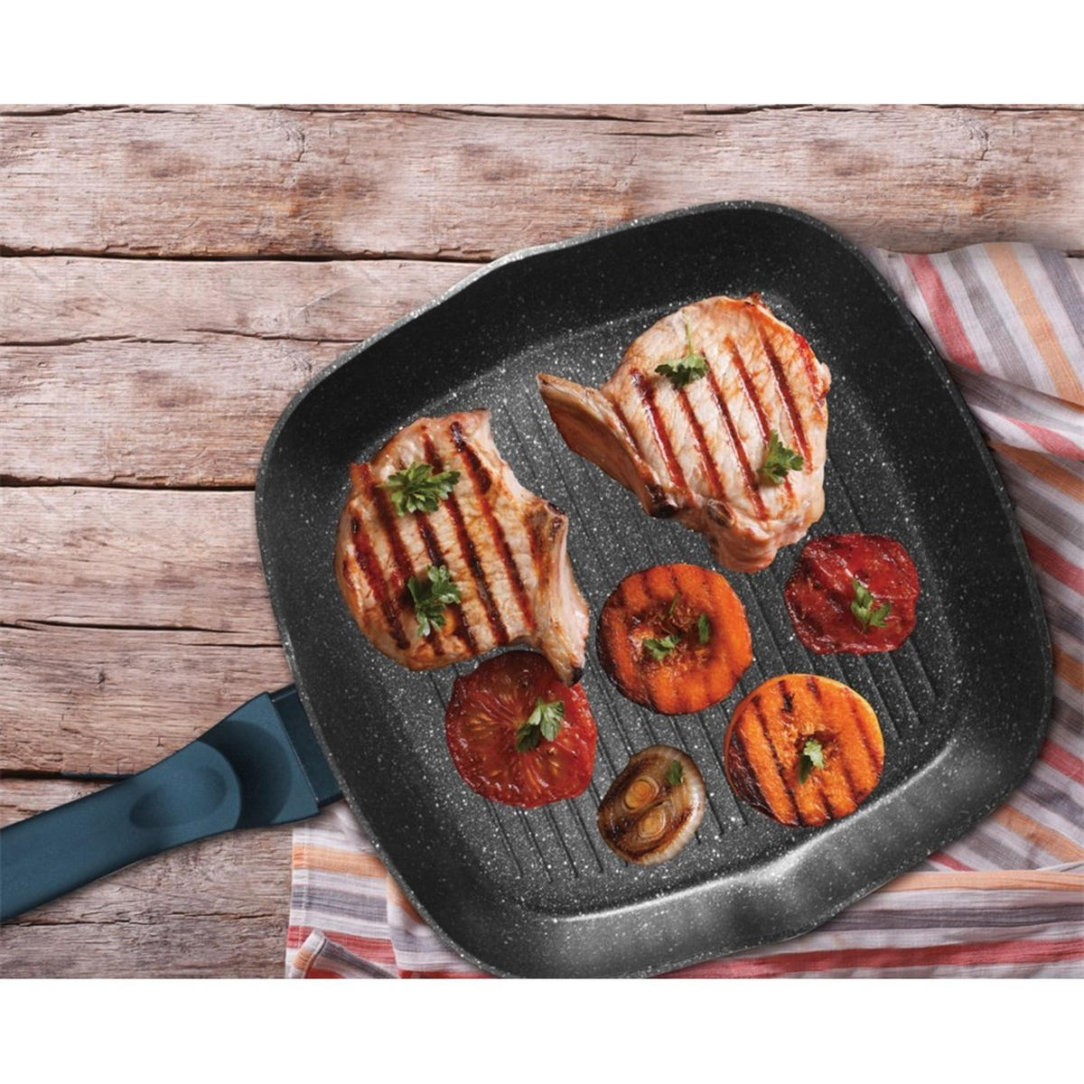 GRILLPFANNE Schwarz 28/28/5.5 cm BH1873 - Schwarz, Metall (28cm) - Berlinger Haus