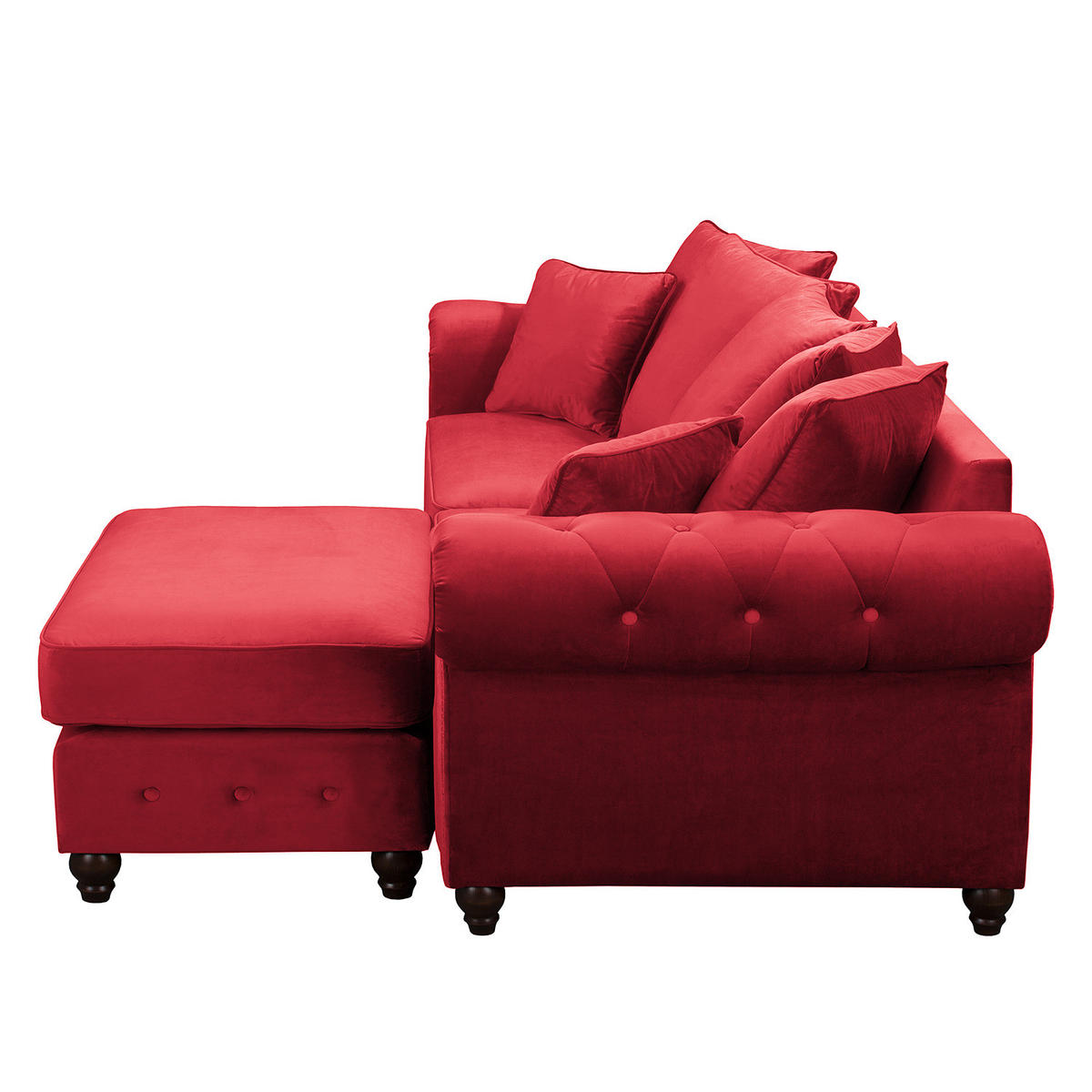 BIGSOFA - Samt - Silberfarben/Rot, Buchenholz/Textil (260/90/93cm) - home24