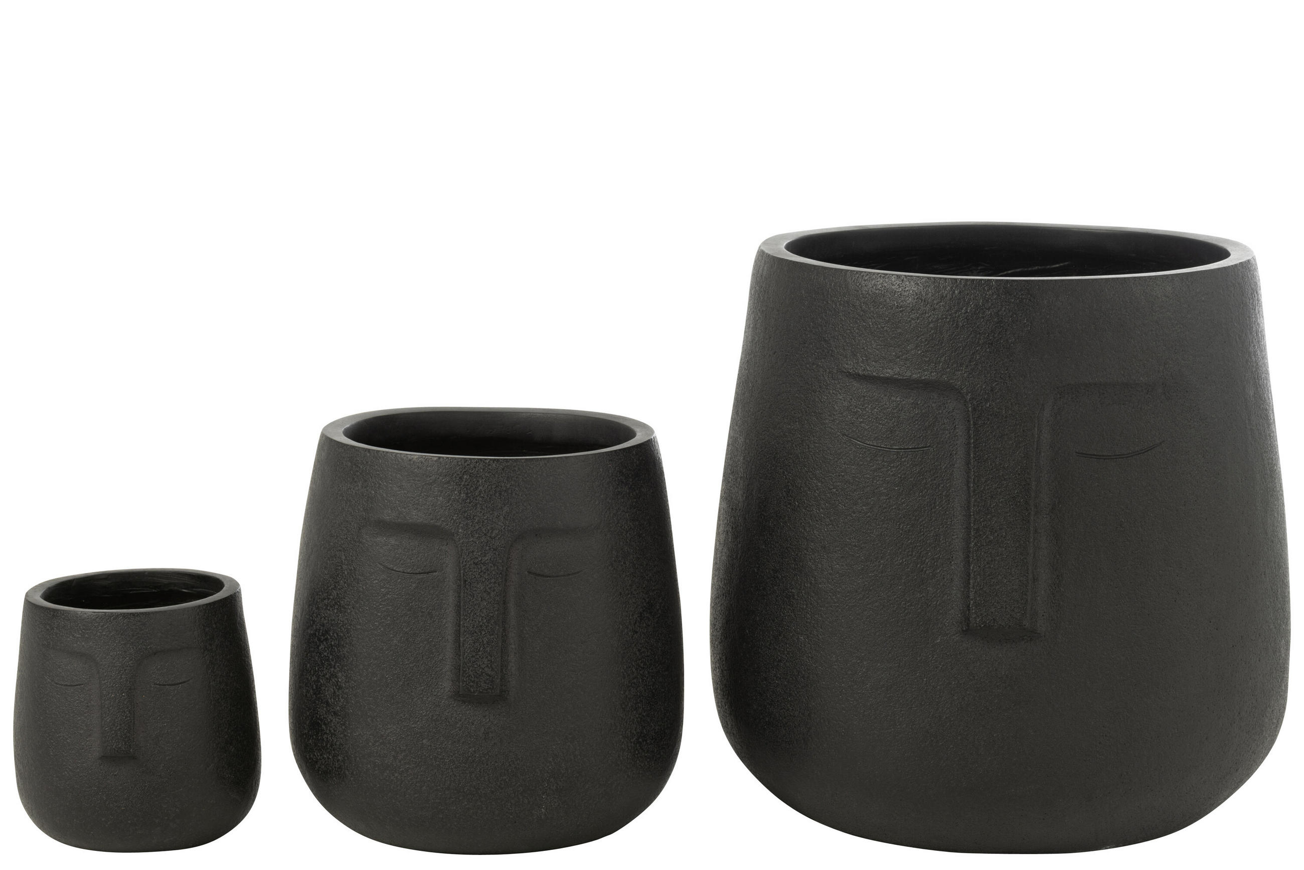BLUMENTÖPFE MOAI - Töpferei - Schwarz - 3er set - Ø 44 cm - Schwarz, Keramik (44/42.5cm) - J-Line