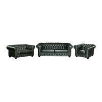 COUCHGARNITUR mit Sessel - 6 Personen - Leder - Tannengrün - BRENTON - Waldgrün, Leder (201/73/96cm) - Vente-Unique