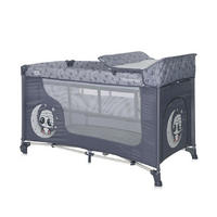 REISEBETT Moonlight grau/hellgrau zwei Ebenen, faltbar, Wickelauflage, Matratze, Räder - Grau, Kunststoff (60/120cm) - Lorelli