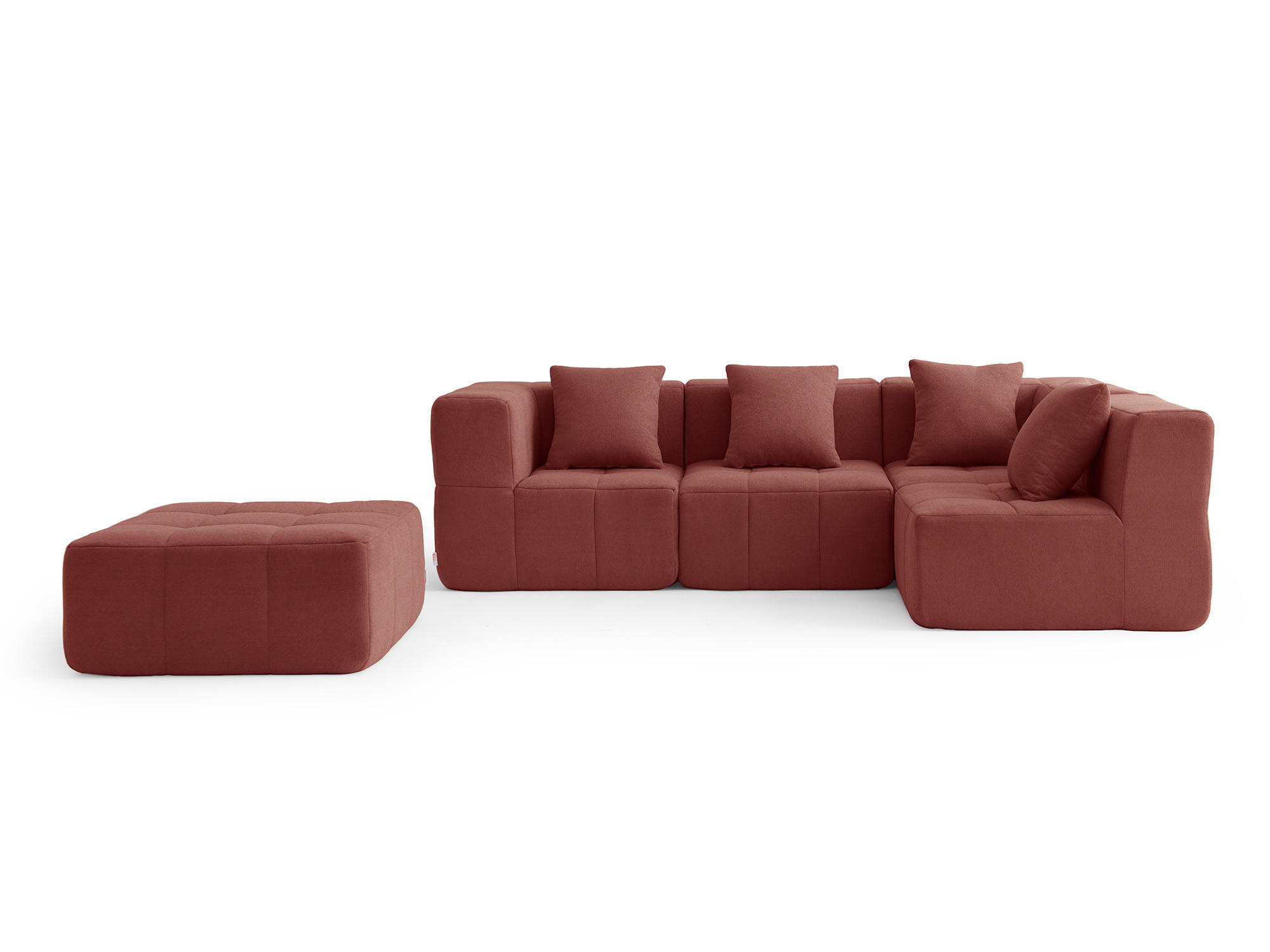 ECKSOFA Bouclé-Stoff Terrakotta-Rot - Terracotta, Textil (260/190cm) - MILYsofa