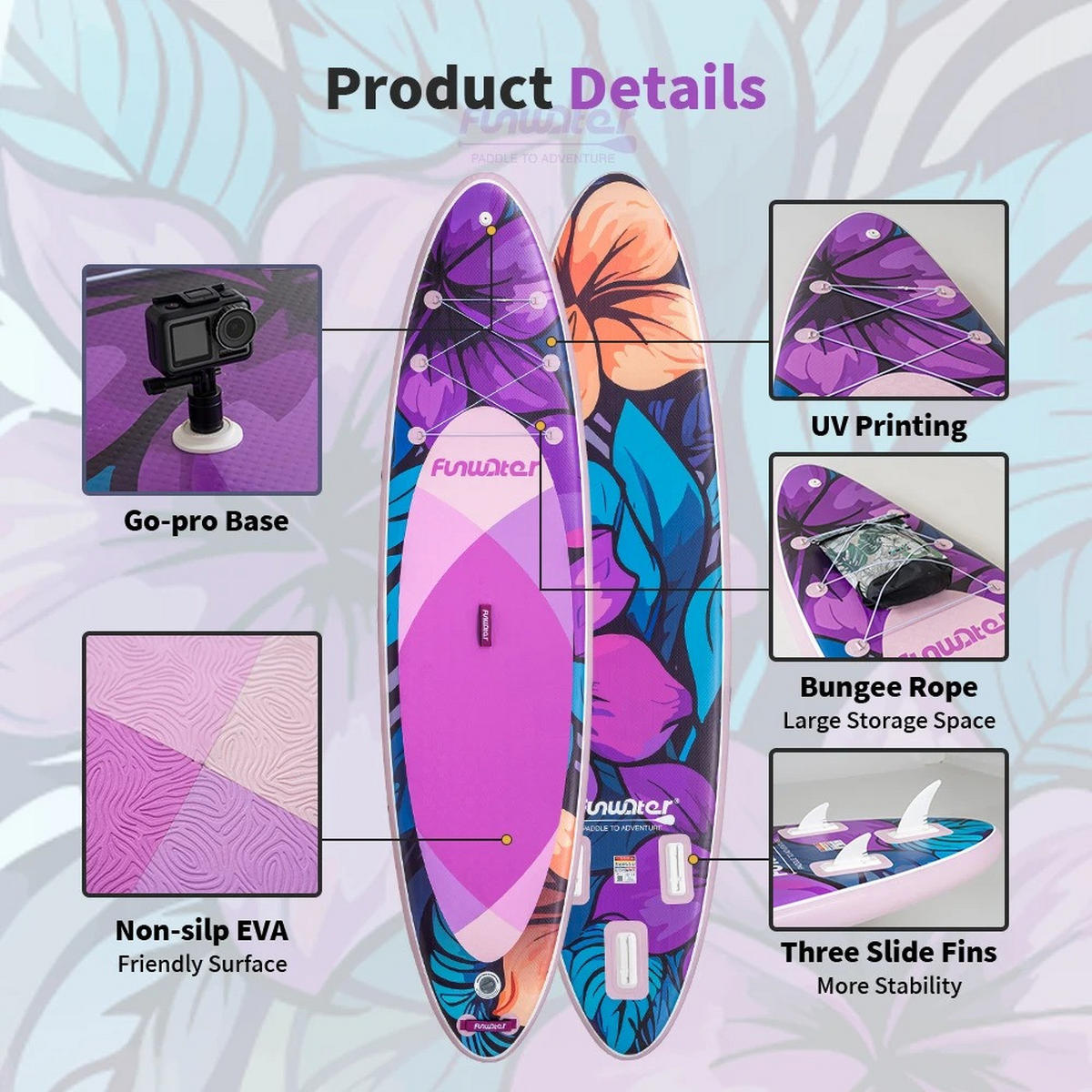 STAND-UP PADDLE BOARD SUPFW36A(335×84×15CM) - Lila, Kunststoff (84/335cm) - Kaket