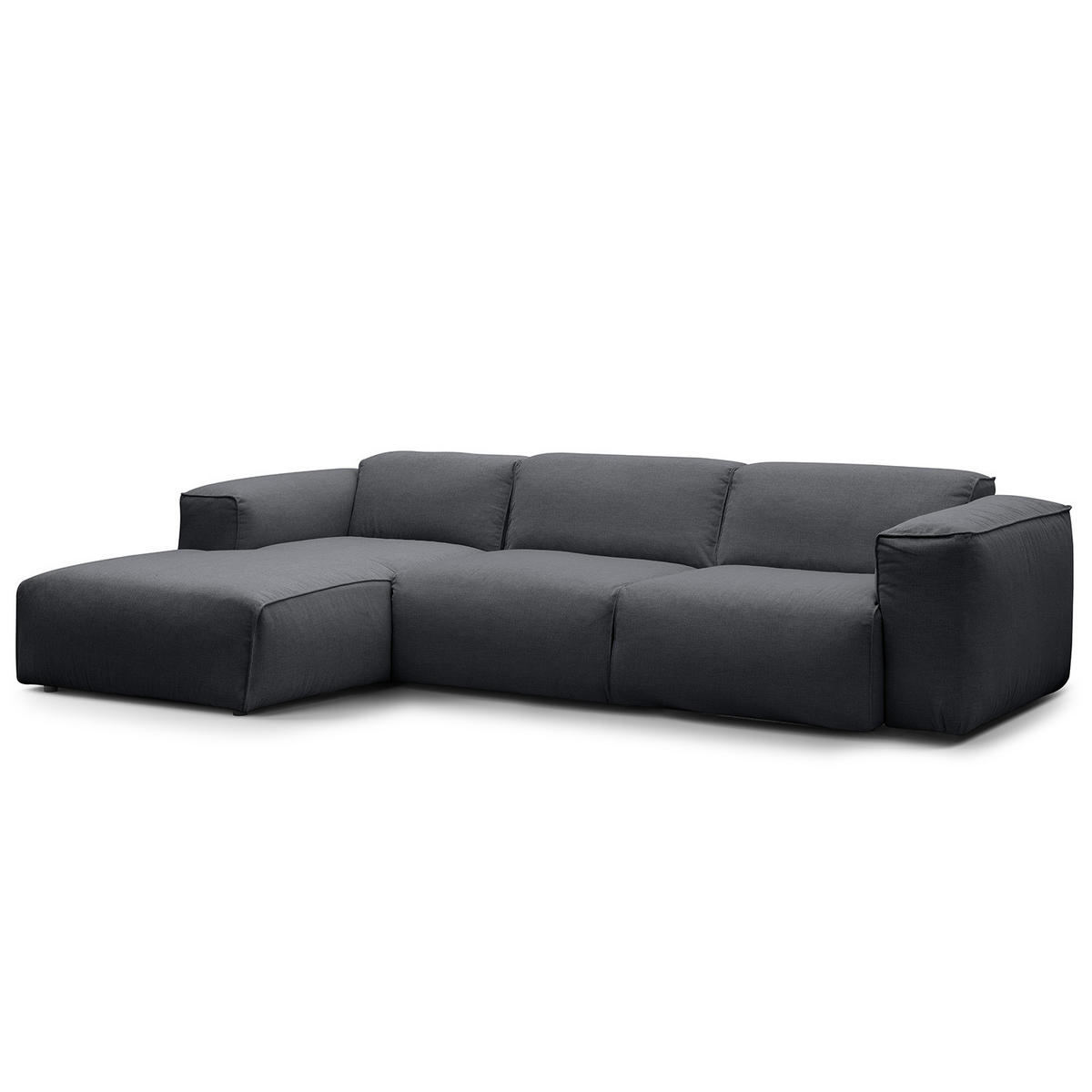 3-SITZER ECKSOFA mit Longchair - Schwarz/Grau, Textil (284/173cm) - home24