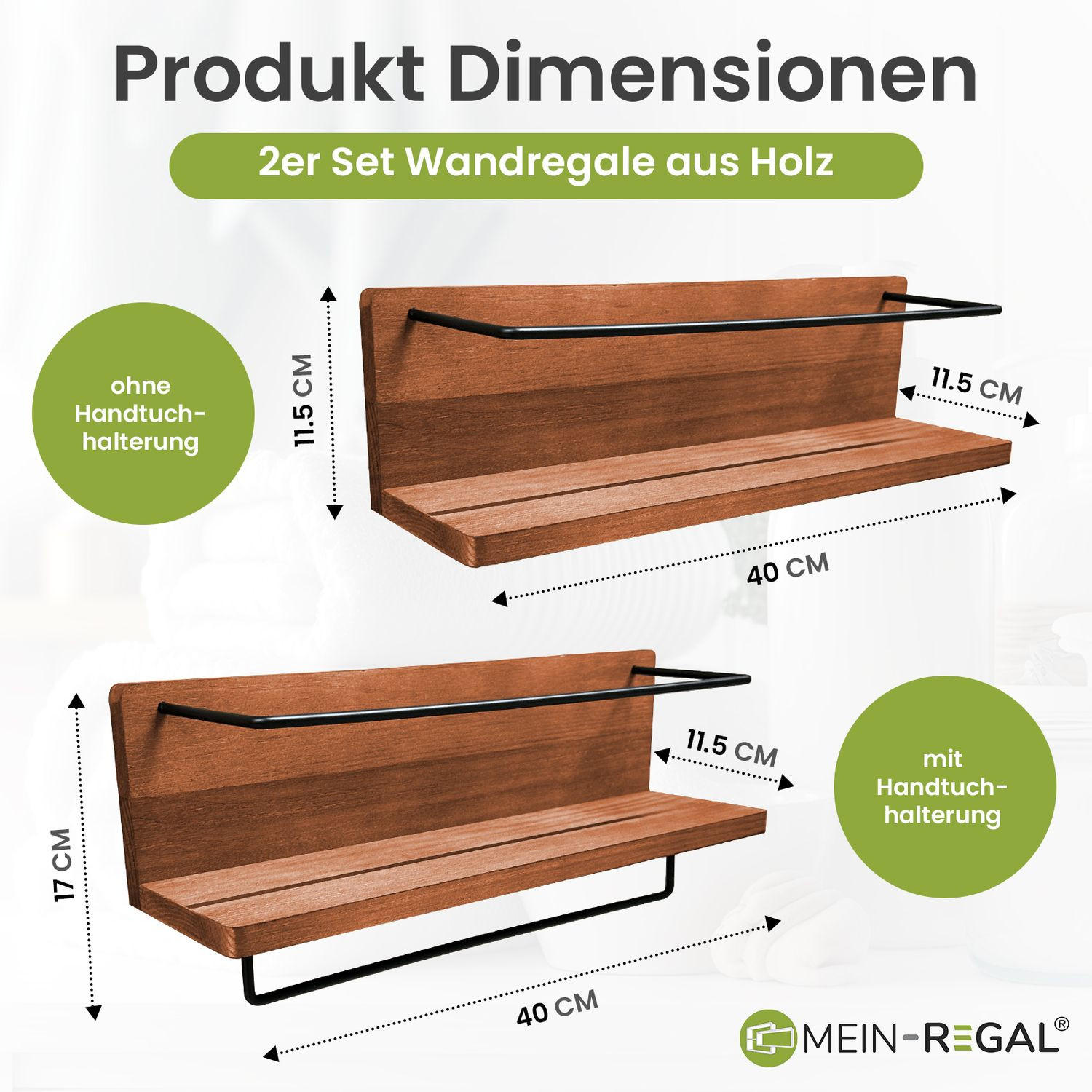 WANDREGAL KIM Massivholz 2er-Set - Braun, Holz (10/10/40cm) - Mein-Regal