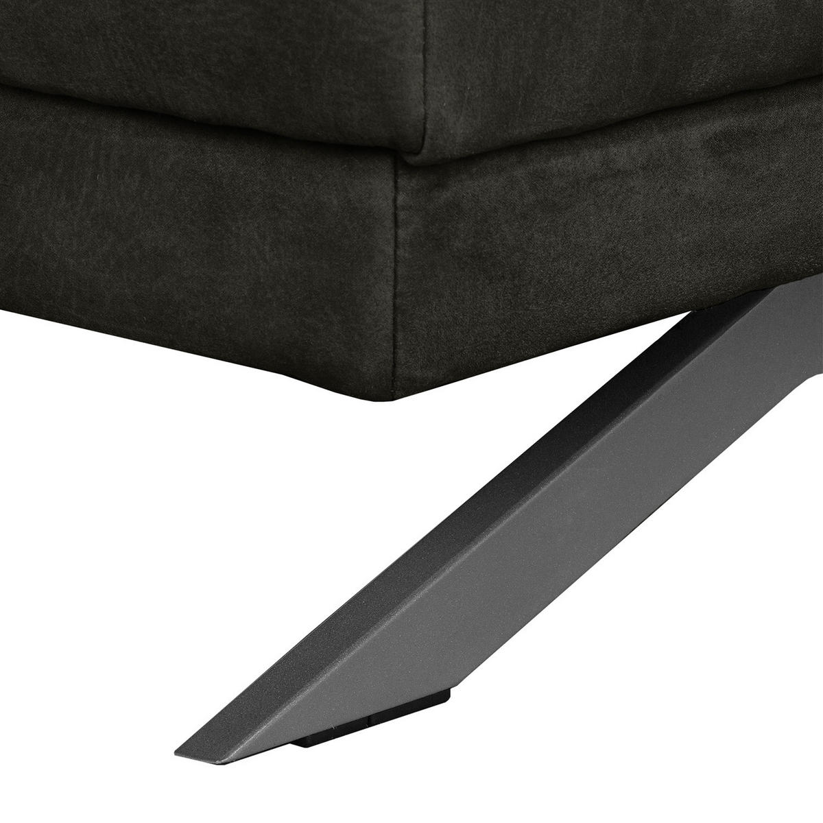 3-SITZER SOFA - Antiklederlook - Dunkelgrau, Textil (236/81/89cm) - home24