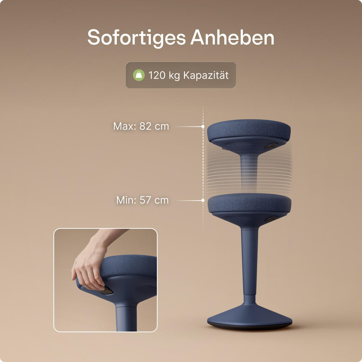 ERGONOMISCHER Balancehocker, Blau - Blau, Kunststoff (37/58/37cm) - Desktronic