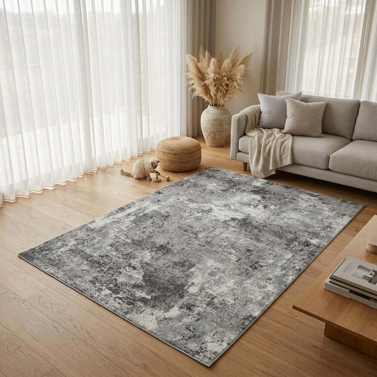 VINTAGE-TEPPICH ALEGRA 80/150 cm Grau - Dunkelgrau, Naturmaterialien/Textil (80/150cm) - Consilio Concept