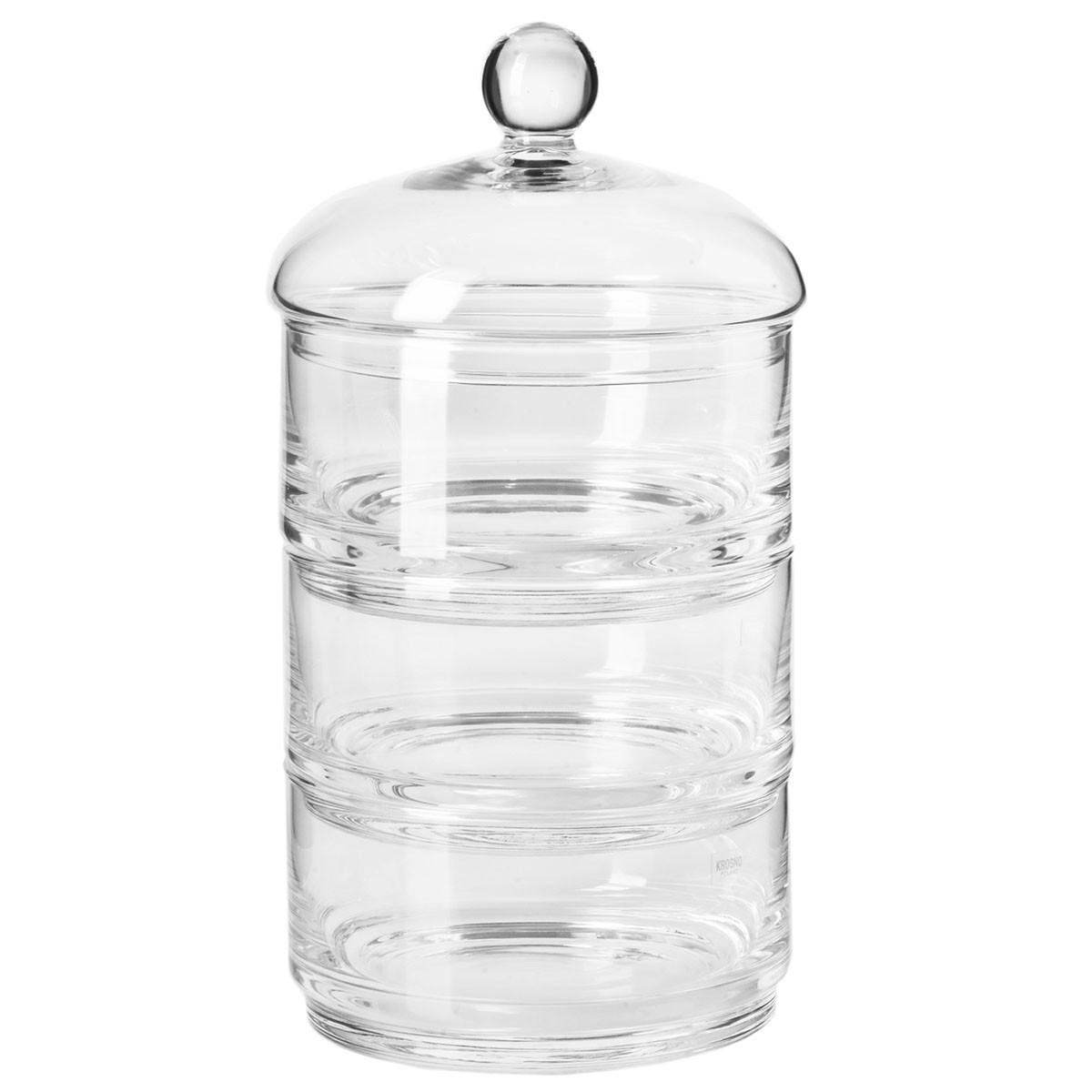 GLASBEHÄLTER MIT DECKEL, 3er-Set, Handgemacht - Transparent, Glas (15.4cm) - Krosno Glass