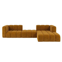 ECKSOFA Modulares In L-Form, Velvet-Stoff Riviera, Senffarbe, Rechts, GRAND 319 cm - Gelb, Holz (319/175cm) - Kaiser Möbel