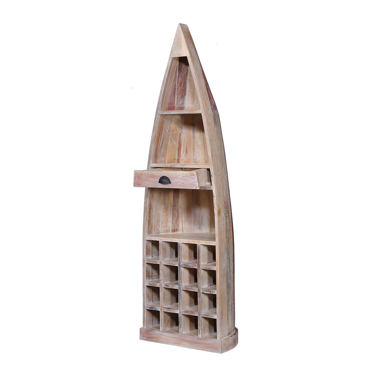MASSIVES REGAL - Mango Weiß - Braun/Weiß, Holz (59/190/40cm) - home24
