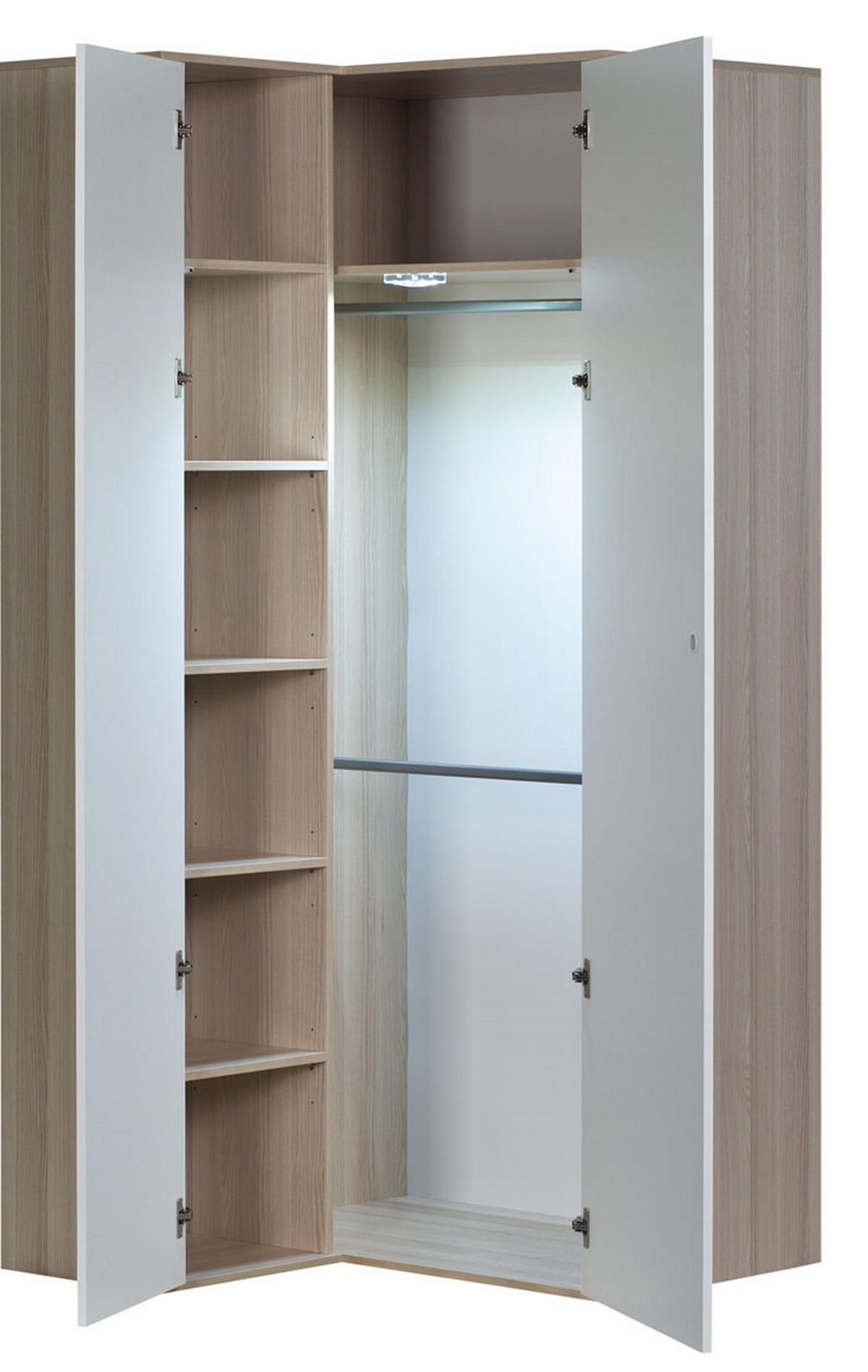 ECKKLEIDERSCHRANK SPOT - Weiß, Holzwerkstoff (105/210/100cm)