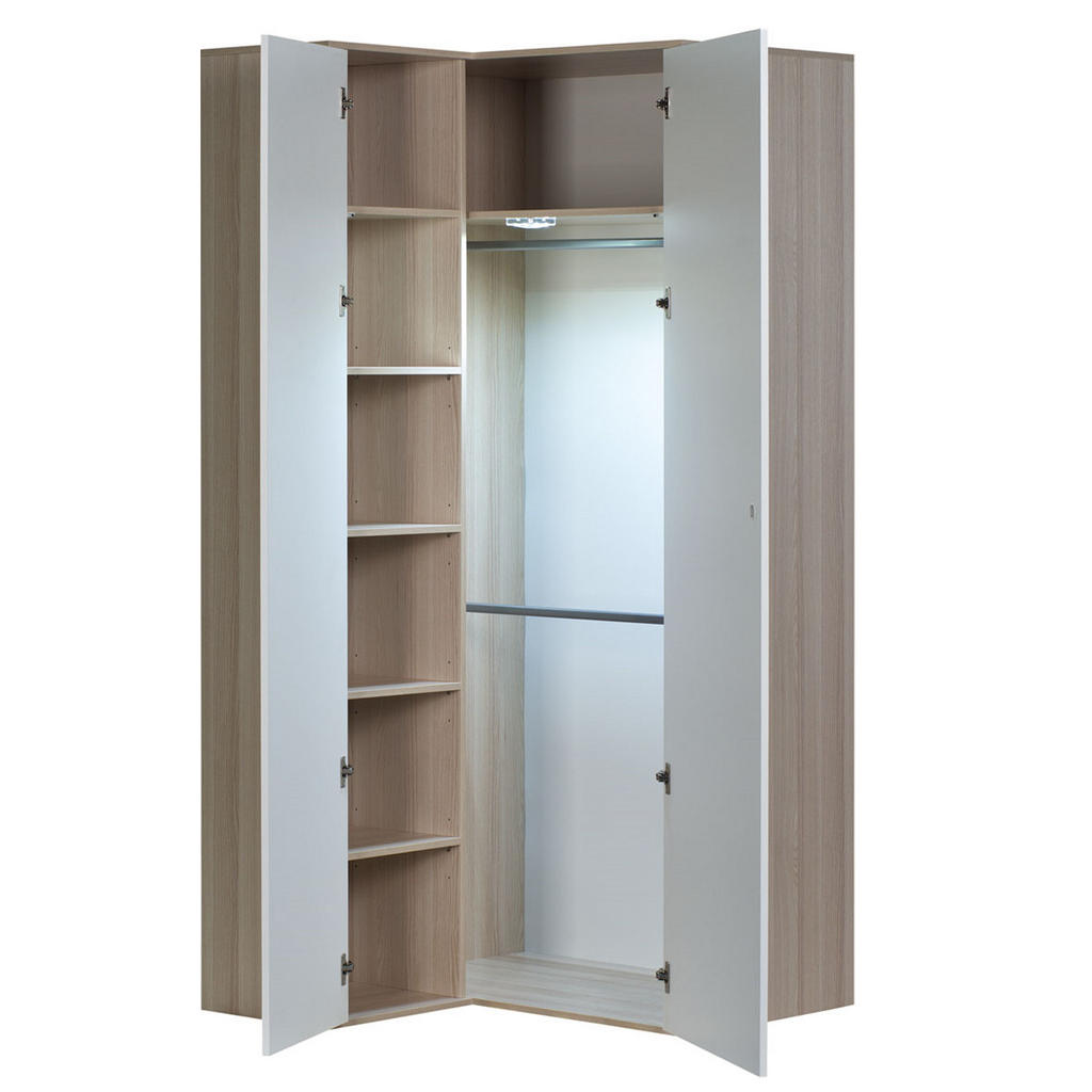 Thumbnail - Xxxl Eckkleiderschrank, Weiß, Holzwerkstoff, 105x210x100 cm, Schlafzimmer, Kleiderschränke, Eckschränke