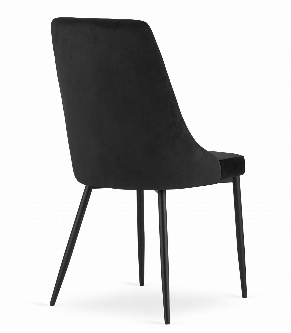 STUHL BRISIGHELLA 6-er Set, Schwarz, mit Samtstoff gepolstert - Schwarz, Textil/Metall (49/94/61cm) - Komodee