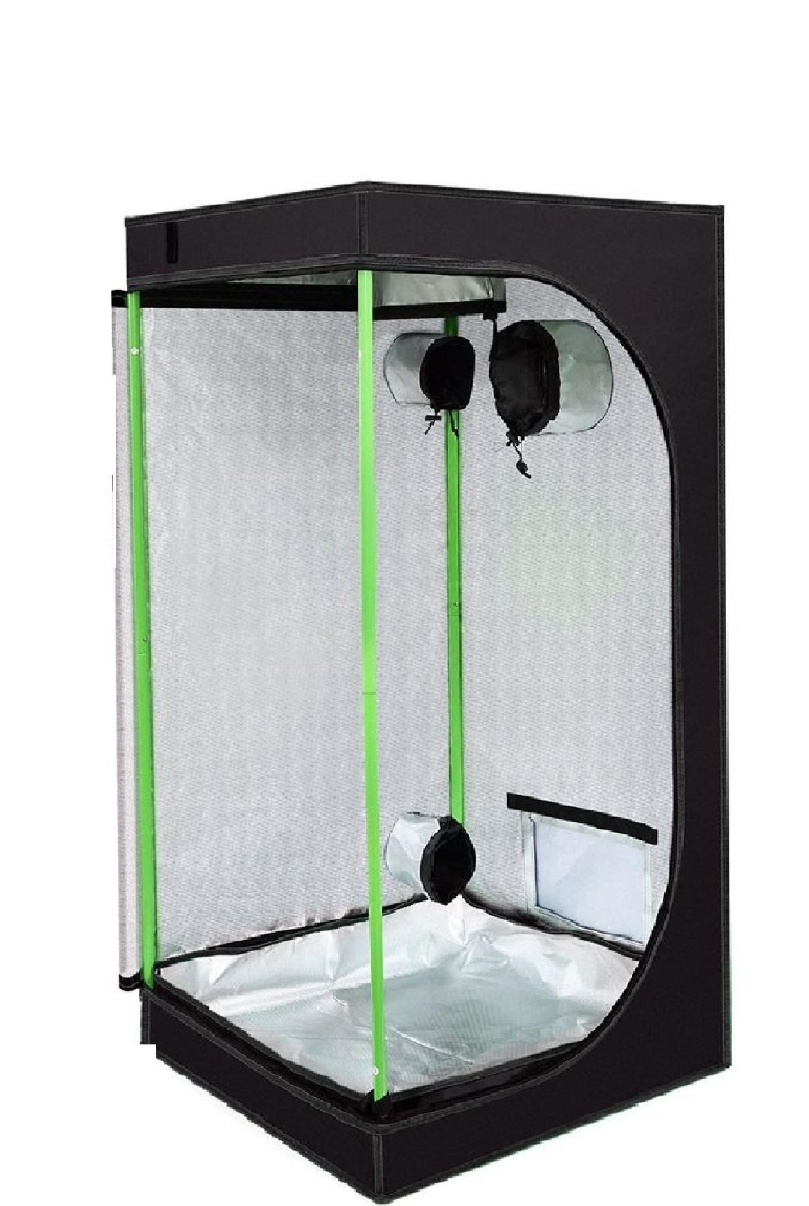 GROWBOX – 60×60×140 cm Premium Mylar Zelt – Wasserdicht, Hochreflektierende Innenseite, Tragbar, Leicht Montierbar, Für Indoor-Anbau & Hydroponik - Multicolor/Schwarz, Textil (60/140/60cm) - JUNG