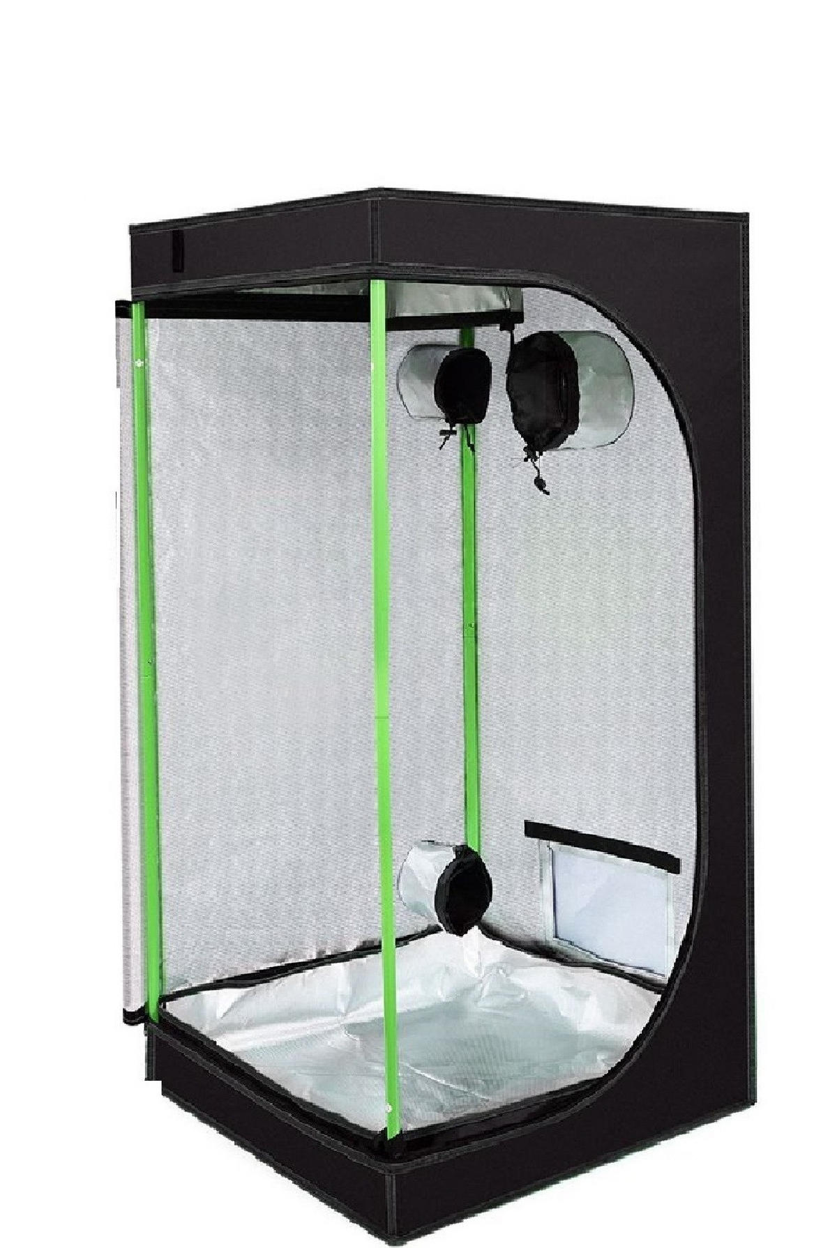 GROWBOX – 60×60×140 cm Premium Mylar Zelt – Wasserdicht, Hochreflektierende Innenseite, Tragbar, Leicht Montierbar, Für Indoor-Anbau & Hydroponik - Multicolor/Schwarz, Textil (60/140/60cm) - JUNG