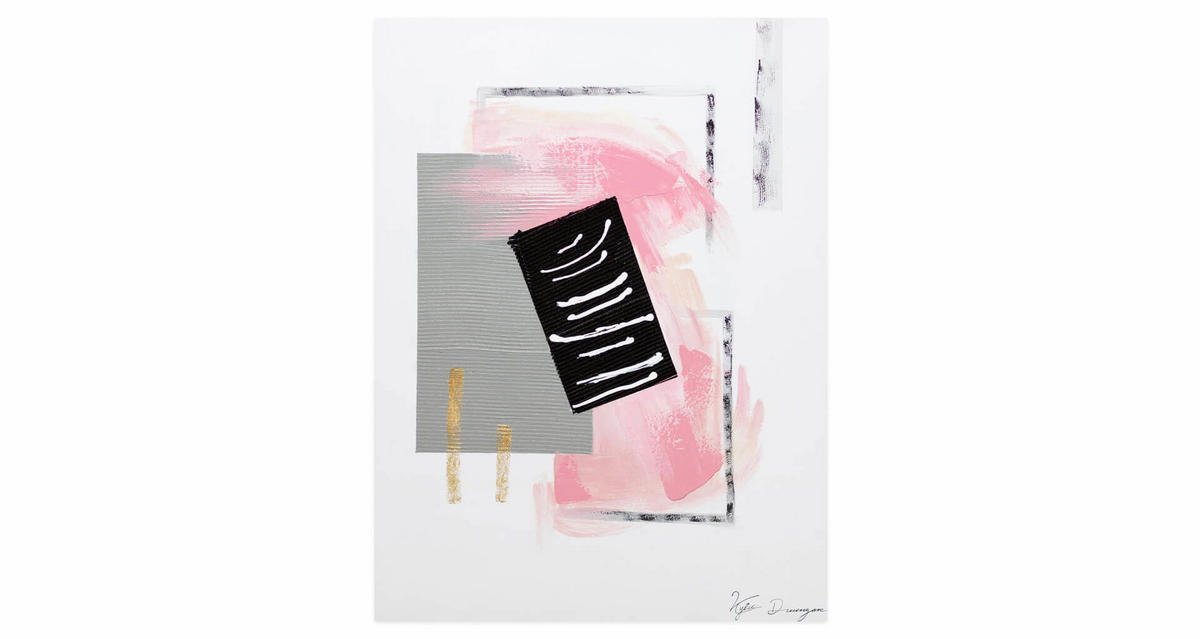 ACRYLBILD HANDGEMALT 60/80 cm - Pink/Grau, Holz/Textil (1.7/80cm) - KUNSTLOFT
