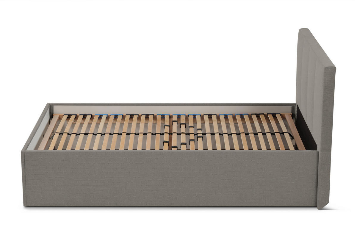 POLSTERBETT Dalas Granitgrau 120 x 200 x 40 cm Stauraum Mit hochwertiger Matratze H2 (bis 100 kg) und Lattenrost - Grau, Holz (120/200cm) - Halmon Schlafkomfort Betten 