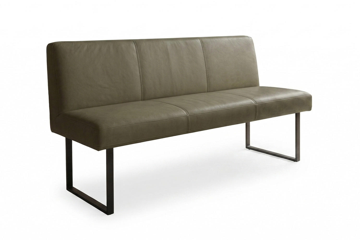 ESSZIMMERBANK ELEEN Grün Leder - Olivgrün/Grün, Leder (163/85/69cm) - KAWOLA