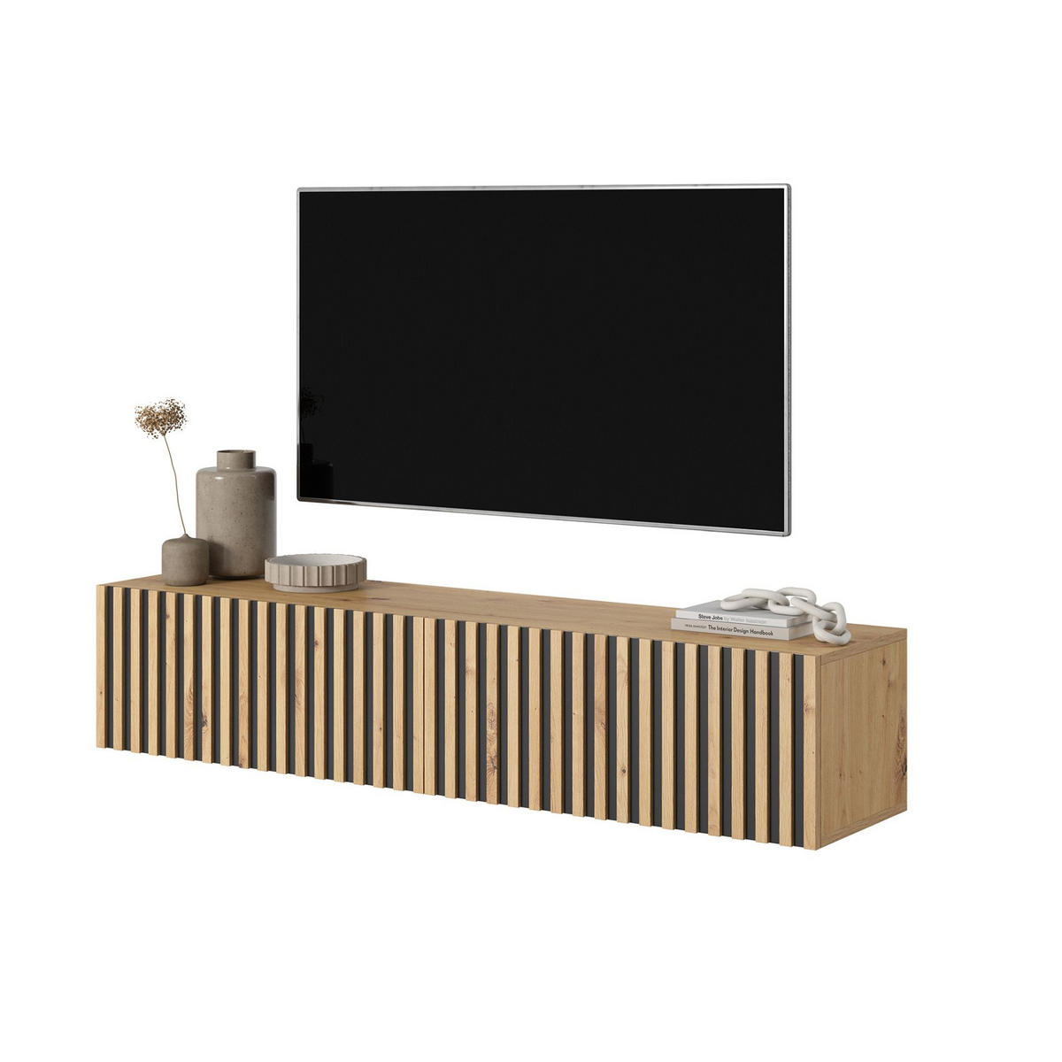 TV-HÄNGEBOARD Telire Eiche / Schwarz 138,6 cm - Schwarz/Eiche Artisan, Holzwerkstoff (138.6/30/31.6cm) - Selsey