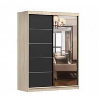 SCHIEBETÜRENSCHRANK - Beni 05 Dark (Sonoma + Schwarz) - Schwarz/Sonoma Eiche, Holzwerkstoff/Metall (150/200/61cm) - Möblo